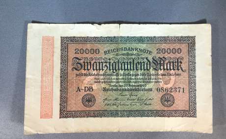 1923 German 20,000 Bank Note