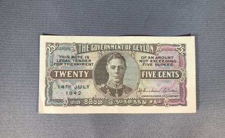 1942 Ceylon 25 Cents