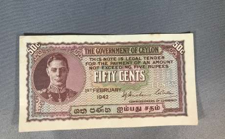 1942 Ceylon 50 Cents